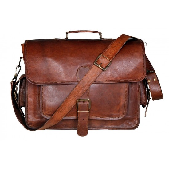 Classic Men's Leather Vintage Laptop Bag Satchel