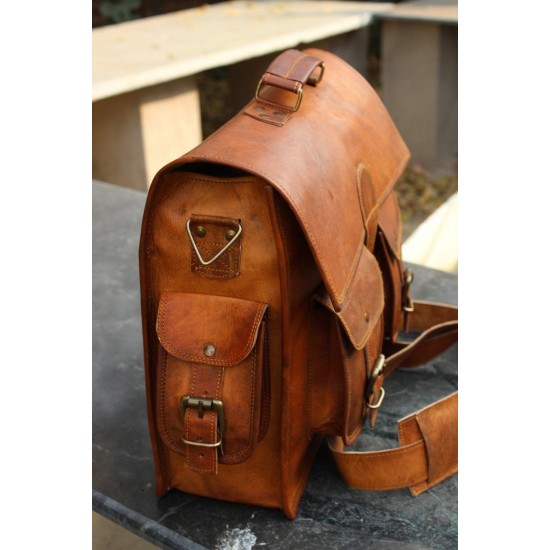 Lightweight Men's Brown Leather Office Briefcase Bag