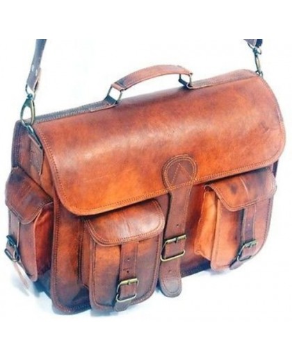Versatile Men's Leather Laptop Satchel Bag