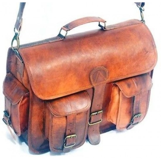 Versatile Men's Leather Laptop Satchel Bag