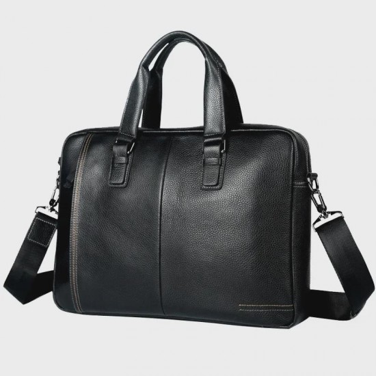 Modern Leather Men's Messenger Bag, Large Capacity Business Laptop Briefcase For Commute & Work