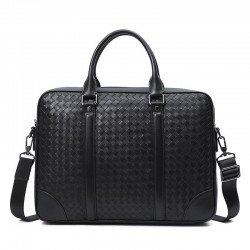 Versatile Handwoven Leather Men's Messenger Bag Top Grain Cowhide Briefcase & Laptop Bag